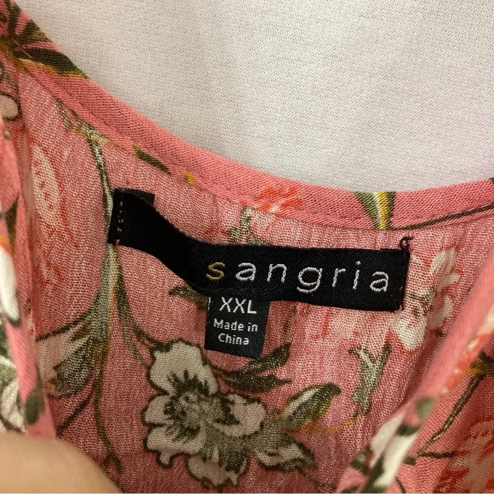 New Sangria‎ Mauve Pink Floral Ruffle High Low Maxi Dress size XXL